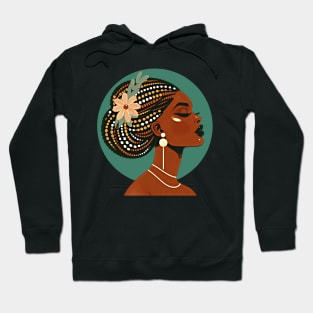 Mid century modern vintage art design of an African woman with braided hair. Hoodie